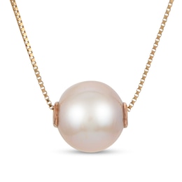 IMPERIAL® 9.0-10.0mm Pink Cultured Freshwater Pearl Necklace in 14K Rose Gold - 17&quot;