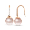 Thumbnail Image 1 of IMPERIAL® 8.0-8.5mm Pink Freshwater Cultured Pearl and 1/15 CT. T.W. Diamond Drop Earrings in 14K Rose Gold