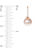 Thumbnail Image 2 of IMPERIAL® 8.0-8.5mm Pink Freshwater Cultured Pearl and 1/15 CT. T.W. Diamond Drop Earrings in 14K Rose Gold