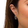 Thumbnail Image 2 of 1/15 CT. T.W. Black Diamond Lace Pattern Vintage-Style Hoop Earrings in Sterling Silver and Black Rhodium