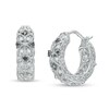 Thumbnail Image 1 of 1/6 CT. T.W. Black and White Diamond Art Deco Vintage-Style Huggie Hoop Earrings in Sterling Silver
