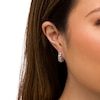Thumbnail Image 2 of 1/6 CT. T.W. Black and White Diamond Art Deco Vintage-Style Huggie Hoop Earrings in Sterling Silver