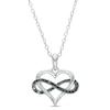 Thumbnail Image 1 of 1/6 CT. T.W. Black Diamond Infinity Wrapped Heart Pendant in Sterling Silver