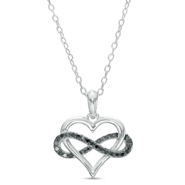 1/6 CT. T.W. Black Diamond Infinity Wrapped Heart Pendant in Sterling Silver