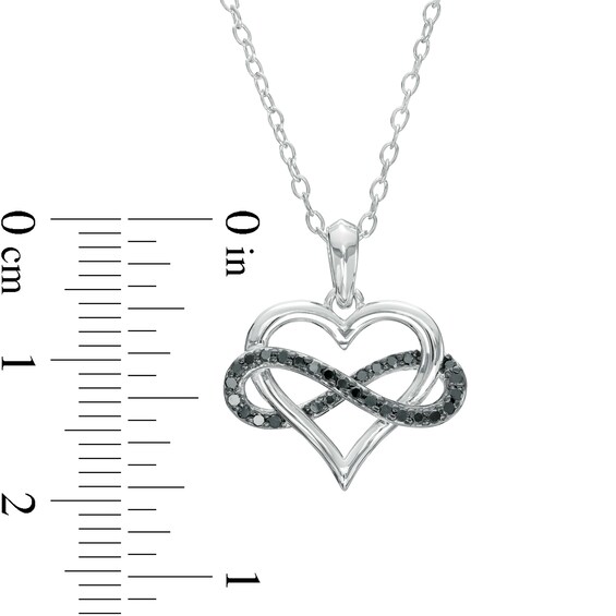 1/6 CT. T.w. Black Diamond Infinity Wrapped Heart Pendant in Sterling Silver