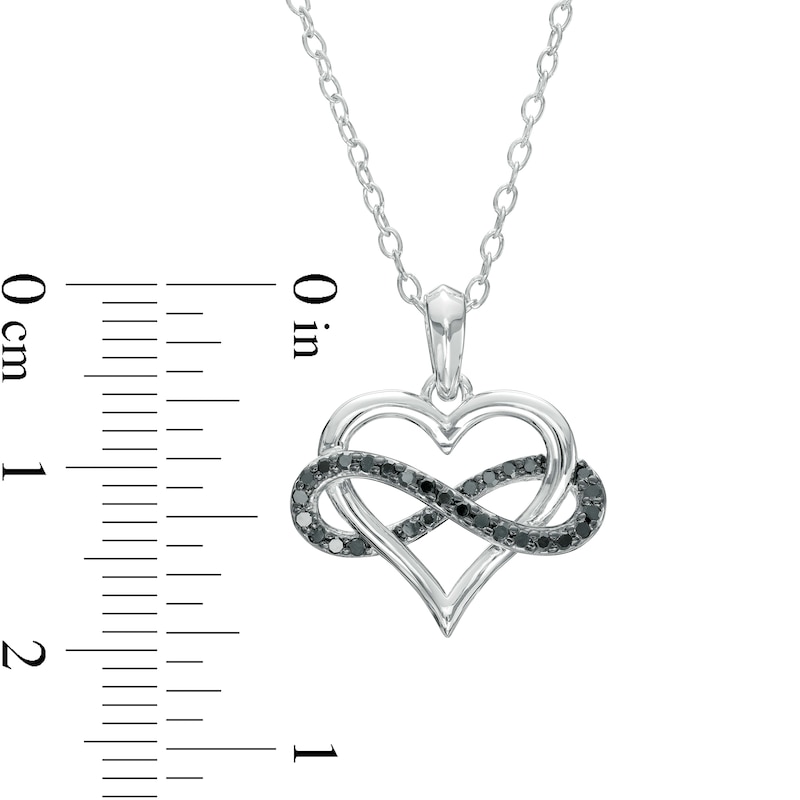 Main Image 3 of 1/6 CT. T.W. Black Diamond Infinity Wrapped Heart Pendant in Sterling Silver