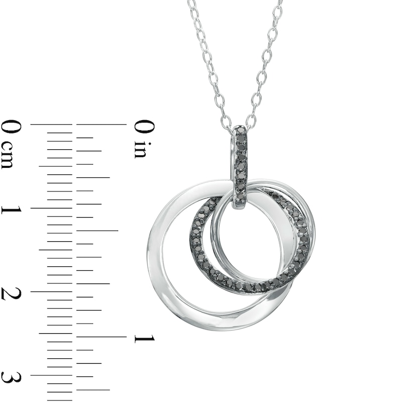 1/5 CT. T.W. Black Diamond Interlocking Circles Trio Pendant in Sterling Silver