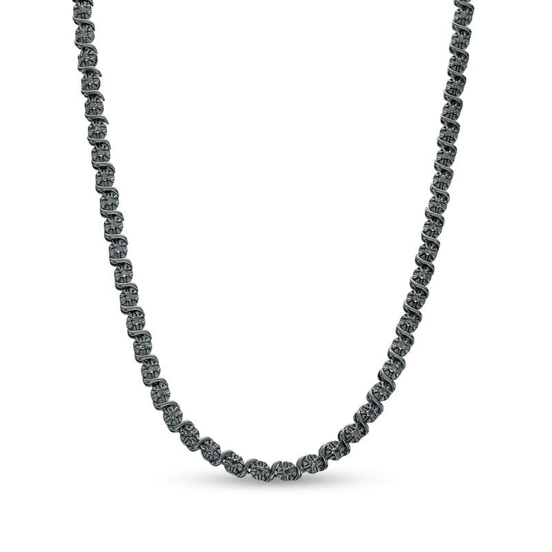 Main Image 1 of 1/2 CT. T.W. Black Diamond "S" Link Tennis Necklace in Sterling Silver with Black Rhodium - 17"
