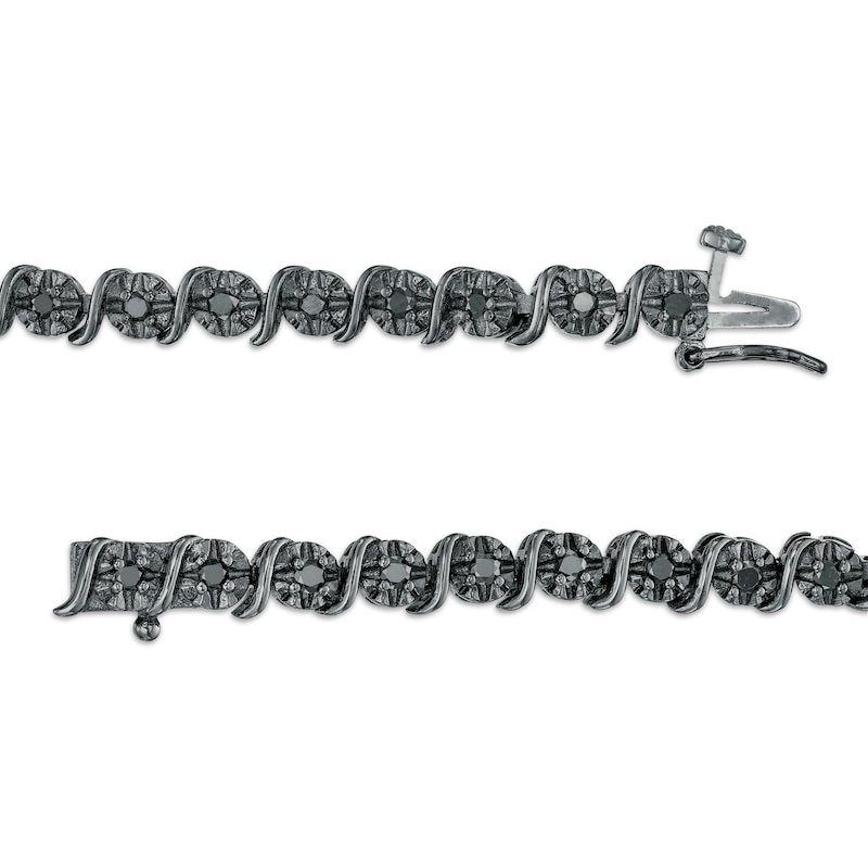 Main Image 3 of 1/2 CT. T.W. Black Diamond "S" Link Tennis Necklace in Sterling Silver with Black Rhodium - 17"