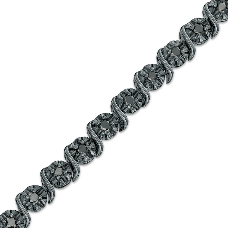 Main Image 1 of 1 CT. T.W. Black Diamond "S" Link Tennis Bracelet in Sterling Silver with Black Rhodium - 7.25"