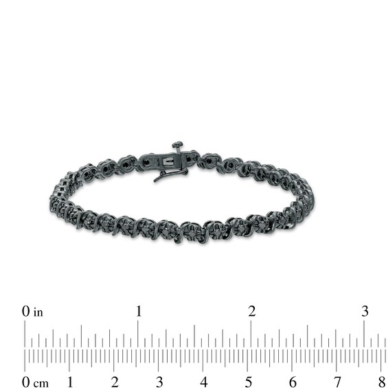 1 CT. T.w. Black Diamond "S" Link Tennis Bracelet in Sterling Silver with Black Rhodium - 7.25"