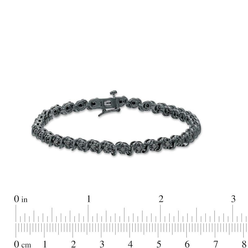 1 CT. T.W. Black Diamond "S" Link Tennis Bracelet in Sterling Silver with Black Rhodium - 7.25"