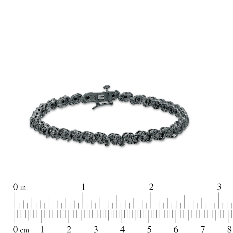 Main Image 4 of 1 CT. T.W. Black Diamond "S" Link Tennis Bracelet in Sterling Silver with Black Rhodium - 7.25"