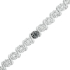 Thumbnail Image 1 of 1 CT. T.W. Black and White Diamond Five Stone Station "S" Link Tennis Bracelet in Sterling Silver - 7.25"
