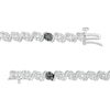 Thumbnail Image 3 of 1 CT. T.W. Black and White Diamond Five Stone Station "S" Link Tennis Bracelet in Sterling Silver - 7.25"