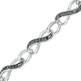 1/4 CT. T.W. Black Diamond Infinity Chain Link Bracelet in Sterling Silver