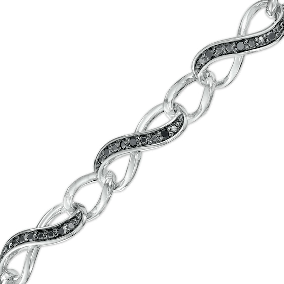 1/4 CT. T.w. Black Diamond Infinity Chain Link Bracelet in Sterling Silver