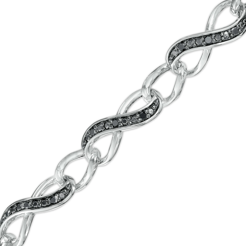 1/4 CT. T.W. Black Diamond Infinity Chain Link Bracelet in Sterling Silver