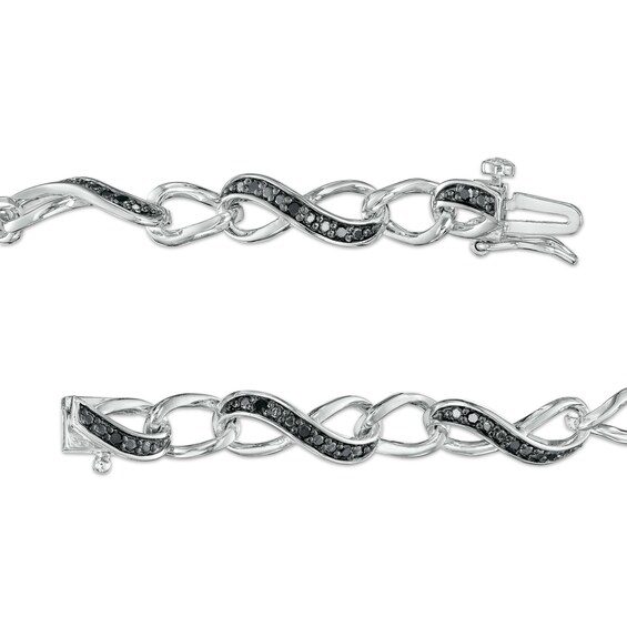 1/4 CT. T.w. Black Diamond Infinity Chain Link Bracelet in Sterling Silver