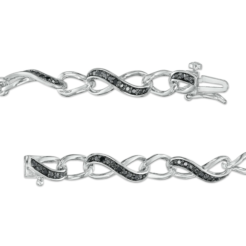 1/4 CT. T.W. Black Diamond Infinity Chain Link Bracelet in Sterling Silver
