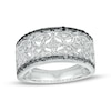 Thumbnail Image 1 of 1/6 CT. T.W. Black and White Diamond Beaded Four-Point Star Pattern Band in Sterling Silver and Black Rhodium
