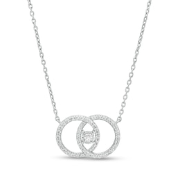 You Me Us 1/3 CT. T.W. Diamond Interlocked Circles Necklace in 10K White Gold – 19&quot;