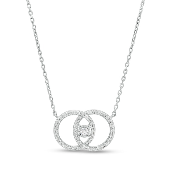 You Me Us 1/3 CT. T.w. Diamond Interlocked Circles Necklace in 10K White Gold â 19"