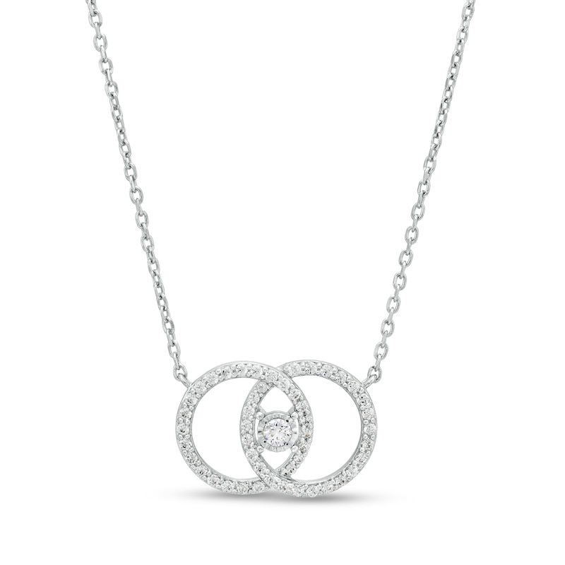 You Me Us 1/3 CT. T.W. Diamond Interlocked Circles Necklace in 10K White Gold – 19"