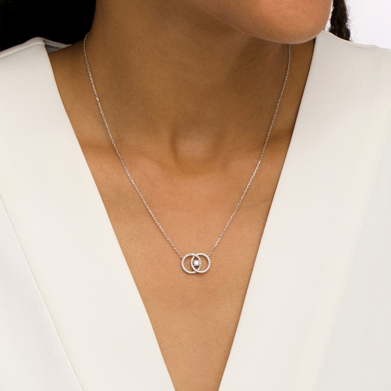 You Me Us 1/3 CT. T.w. Diamond Interlocked Circles Necklace in 10K White Gold â 19"