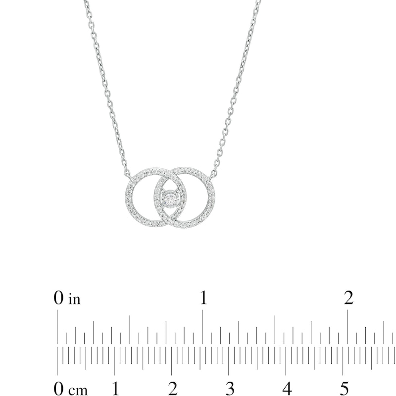 You Me Us 1/3 CT. T.W. Diamond Interlocked Circles Necklace in 10K White Gold – 19"