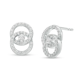 You Me Us 1/2 CT. T.W. Diamond Intertwined Circles Stud Earrings in 10K White Gold