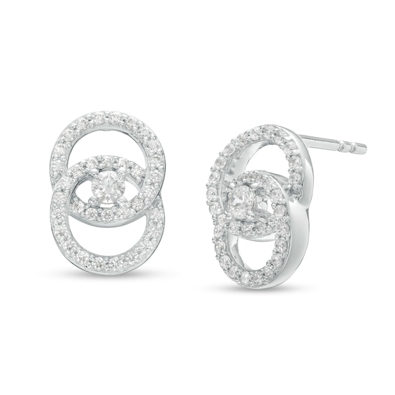 You Me Us 1/2 CT. T.w. Diamond Intertwined Circles Stud Earrings in 10K White Gold
