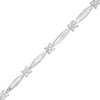 Thumbnail Image 1 of 1/2 CT. T.W. Diamond Rice Bead Alternating Bracelet in Sterling Silver – 7.75"