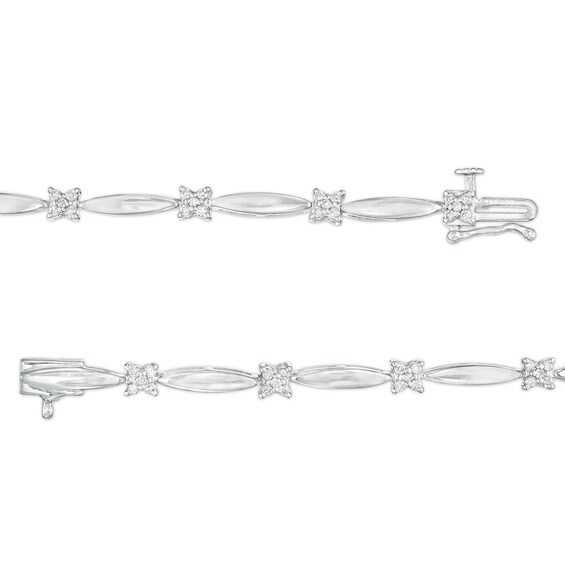 1/2 CT. T.w. Diamond Rice Bead Alternating Bracelet in Sterling Silver â 7.75"