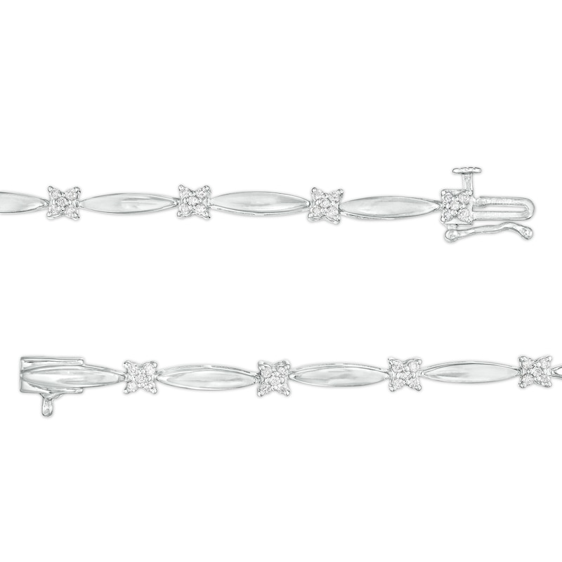 Main Image 3 of 1/2 CT. T.W. Diamond Rice Bead Alternating Bracelet in Sterling Silver – 7.75"