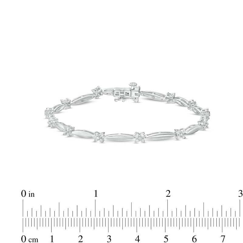 Main Image 4 of 1/2 CT. T.W. Diamond Rice Bead Alternating Bracelet in Sterling Silver – 7.75"