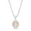 Thumbnail Image 1 of 1/6 CT. T.W. Oval-Shaped Multi-Diamond Double Frame Pendant in Sterling Silver and 10K Rose Gold
