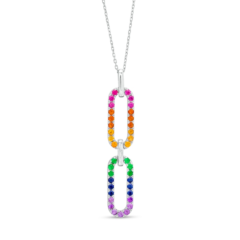 Main Image 1 of Vera Wang Love Collection Multi-Gemstone Pride Paper Clip Link Pendant in Sterling Silver – 19&quot;