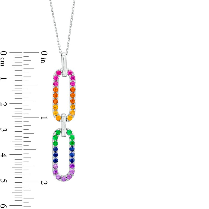 Main Image 4 of Vera Wang Love Collection Multi-Gemstone Pride Paper Clip Link Pendant in Sterling Silver – 19&quot;