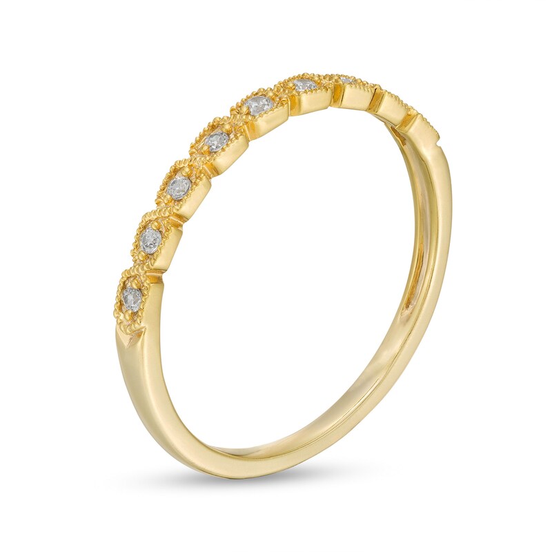 Main Image 3 of 1/15 CT. T.W. Diamond Vintage-Style Nine Stone Stackable Anniversary Band in 10K Gold
