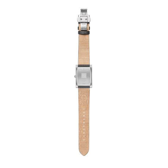 Men's Bulova Frank Lloyd Wright Grey Leather Strap Watch with Rectangular Blue Dial (Model: 96A287)