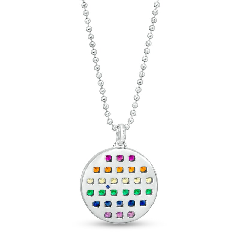 Vera Wang Love Collection Multi-Gemstone Pride Medallion Pendant in Sterling Silver – 20"