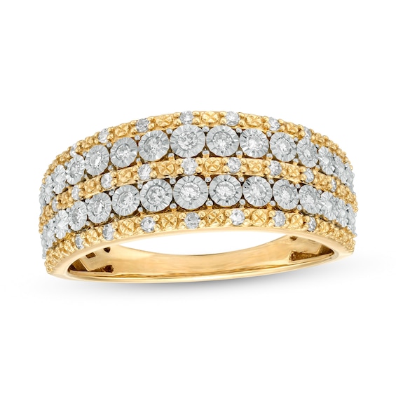 1/4 CT. T.w. Diamond Multi-Row Anniversary Band in 10K Two-Tone Gold