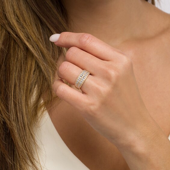 1/4 CT. T.w. Diamond Multi-Row Anniversary Band in 10K Two-Tone Gold