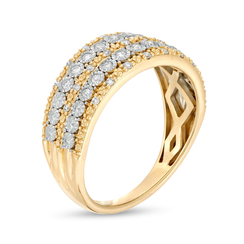 Main Image 3 of 1/4 CT. T.W. Diamond Multi-Row Anniversary Band in 10K Two-Tone Gold