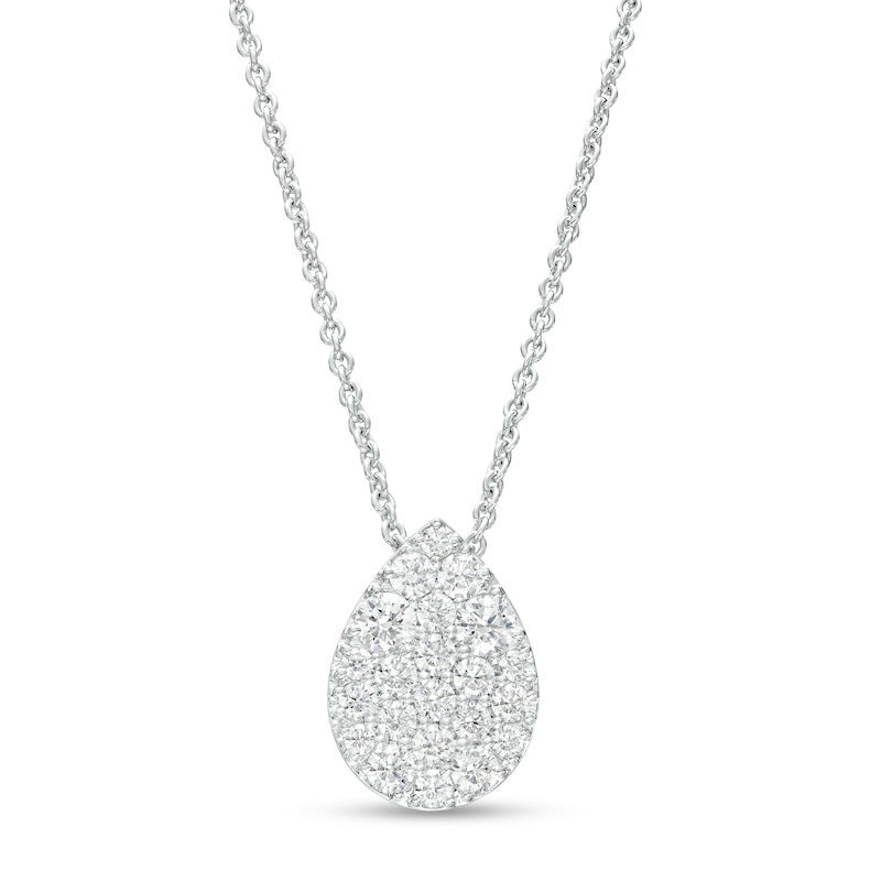 Main Image 1 of 1/2 CT. T.W. Certified Pear-Shaped Lab-Grown Multi-Diamond Pendant in 14K White Gold (F/SI2)