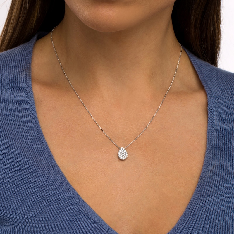 Main Image 2 of 1/2 CT. T.W. Certified Pear-Shaped Lab-Grown Multi-Diamond Pendant in 14K White Gold (F/SI2)