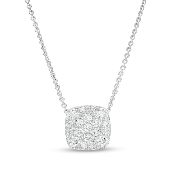 1/2 CT. T.w. Certified Cushion-Shaped Lab-Grown Multi-Diamond Pendant in 14K White Gold (F/Si2)