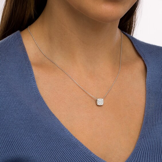 1/2 CT. T.w. Certified Cushion-Shaped Lab-Grown Multi-Diamond Pendant in 14K White Gold (F/Si2)