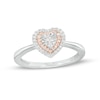 Thumbnail Image 1 of 1/6 CT. T.W. Diamond Double Heart-Shaped Frame Ring in Sterling Silver and 10K Rose Gold